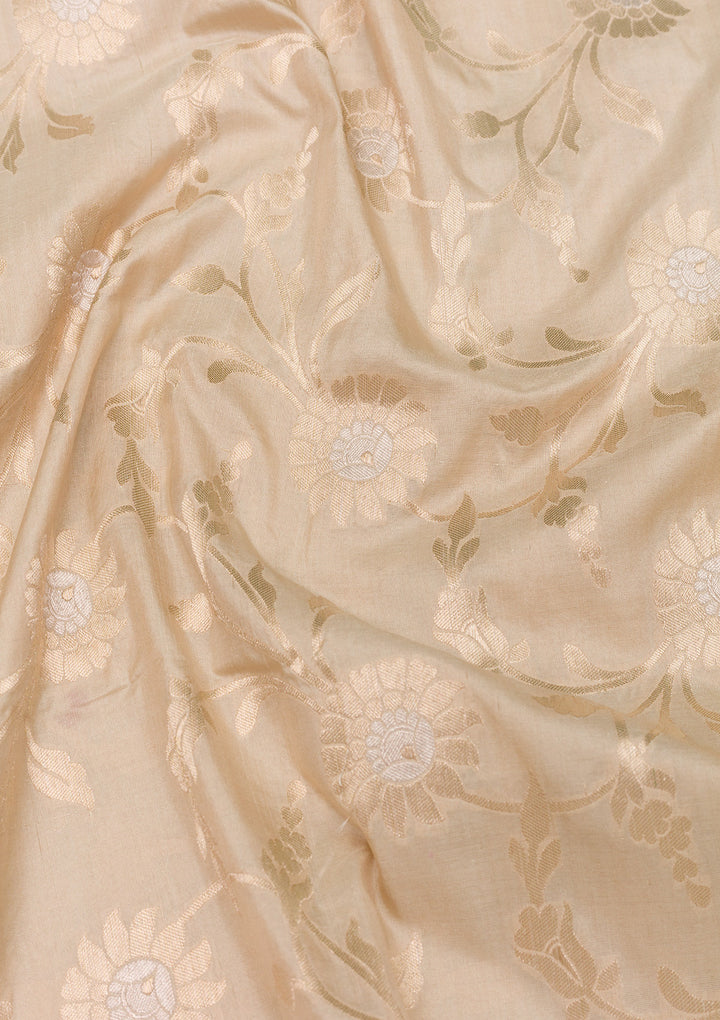 Biege Zariwork Banarasi Pure Silk Saree