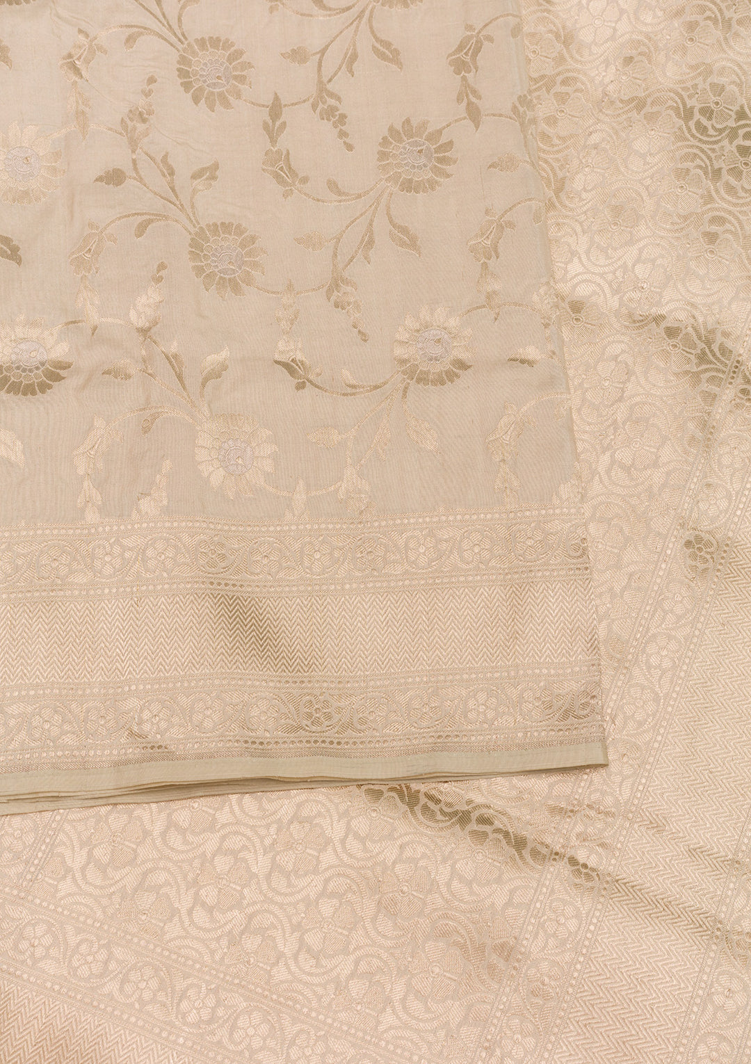 Biege Zariwork Banarasi Pure Silk Saree
