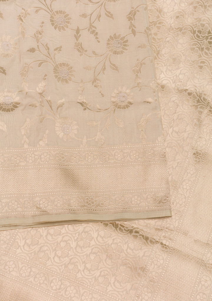 Biege Zariwork Banarasi Pure Silk Saree
