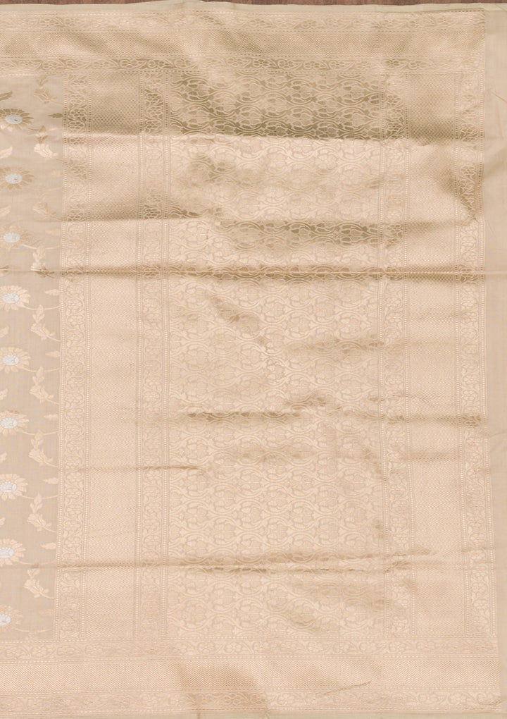 Biege Zariwork Banarasi Pure Silk Saree