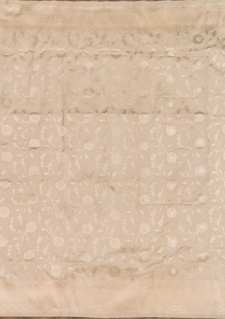 Biege Zariwork Banarasi Pure Silk Saree