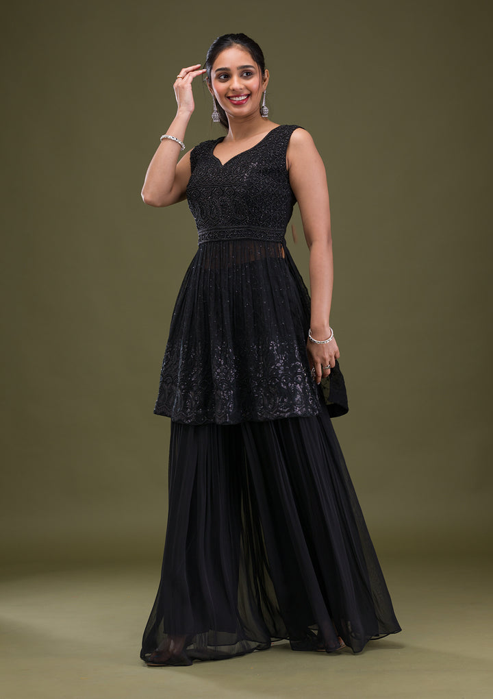 Black Cutdana Georgette Readymade Salwar Suit