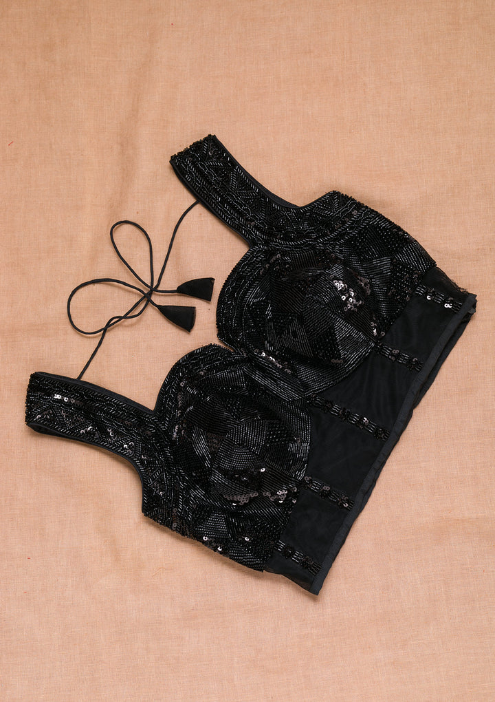 Black Cutdana Net Blouse