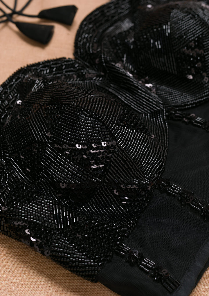 Black Cutdana Net Blouse