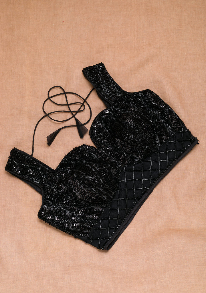 Black Cutdana Net Blouse