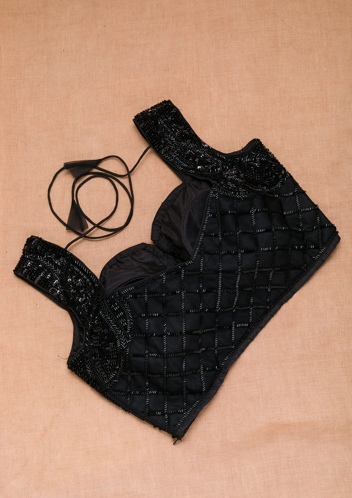 Black Cutdana Net Blouse