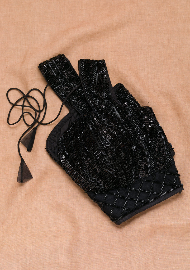 Black Cutdana Net Blouse
