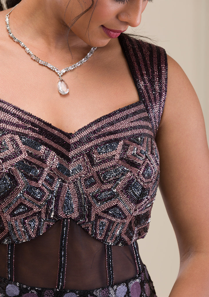 Black Cutdana Net Gown