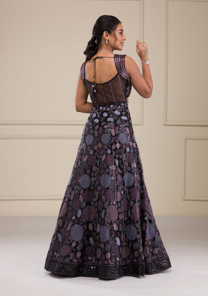 Black Cutdana Net Gown