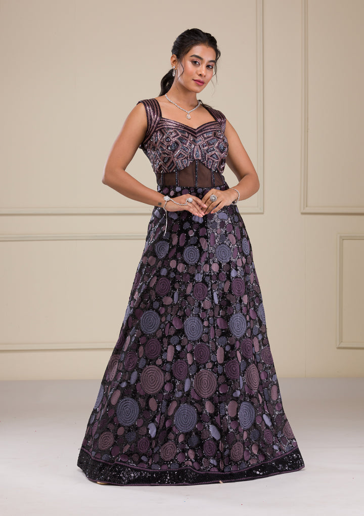 Black Cutdana Net Gown