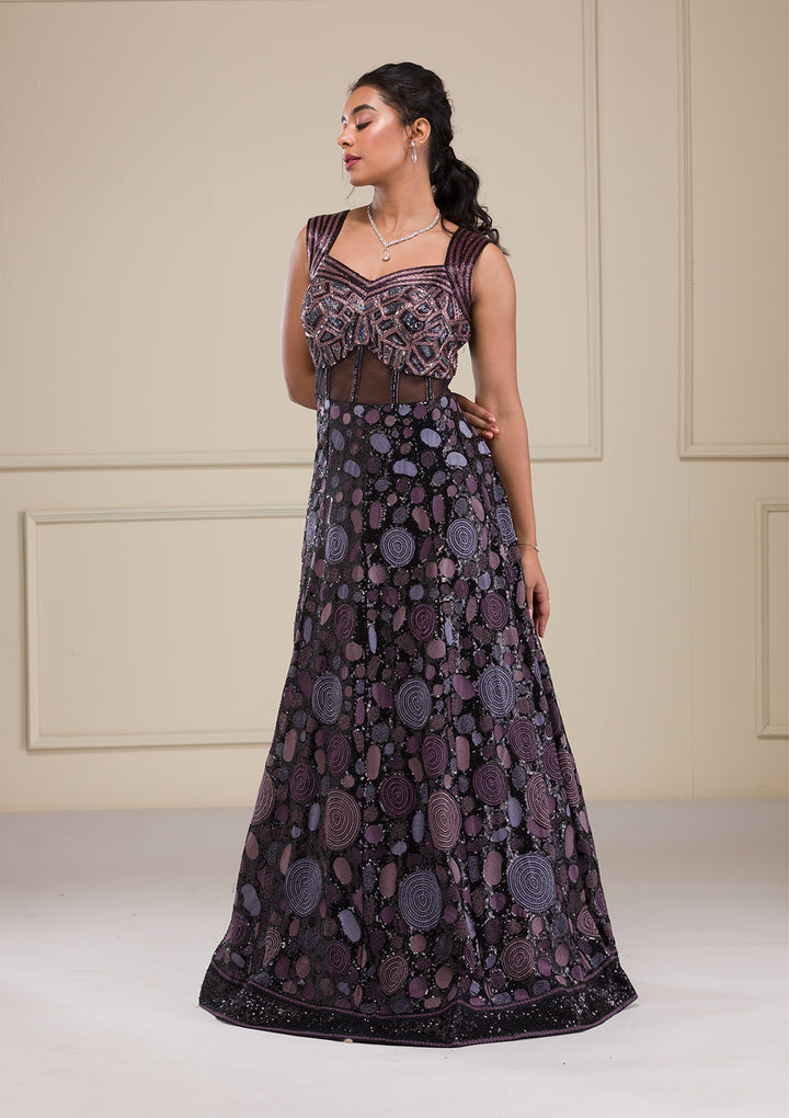 Black Cutdana Net Gown