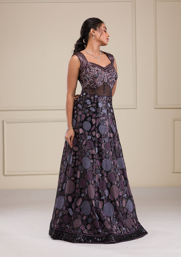 Black Cutdana Net Gown