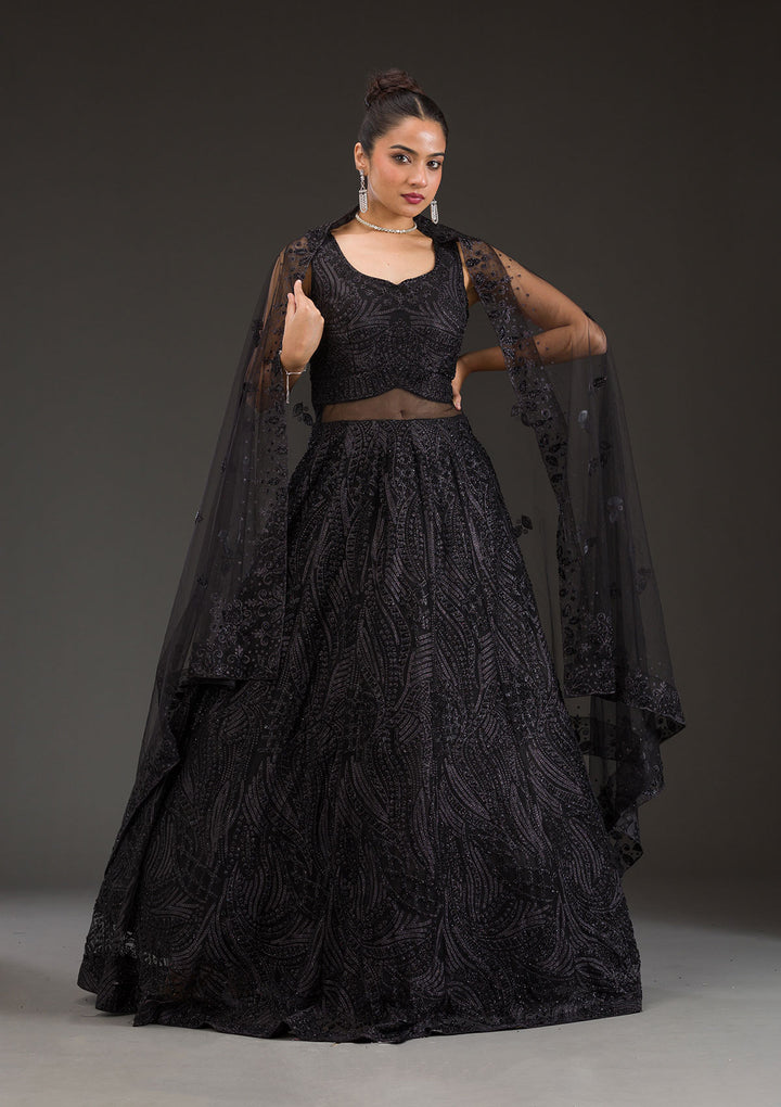 Black Cutdana Net Gown