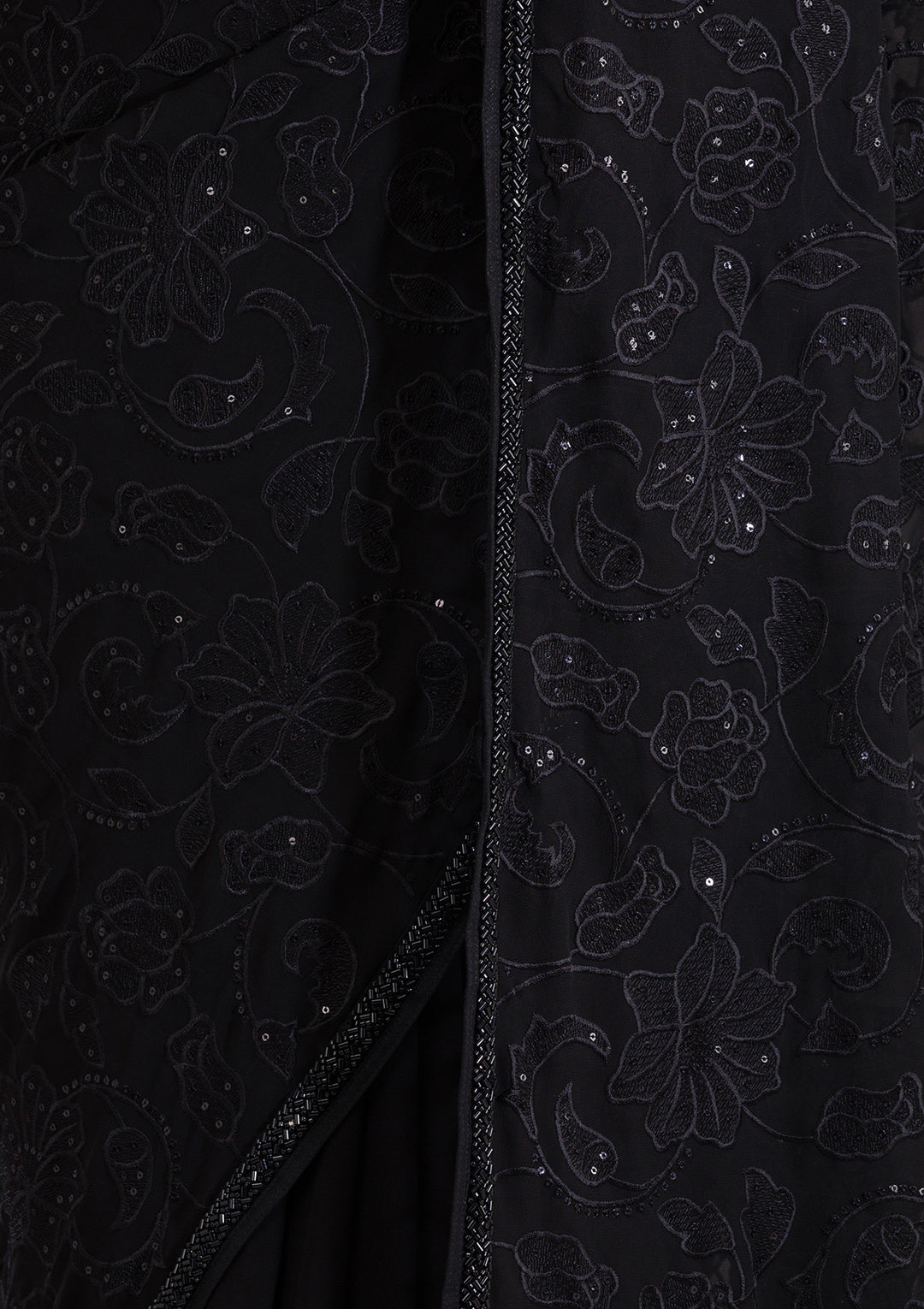 Black Cutdana Tissue Saree