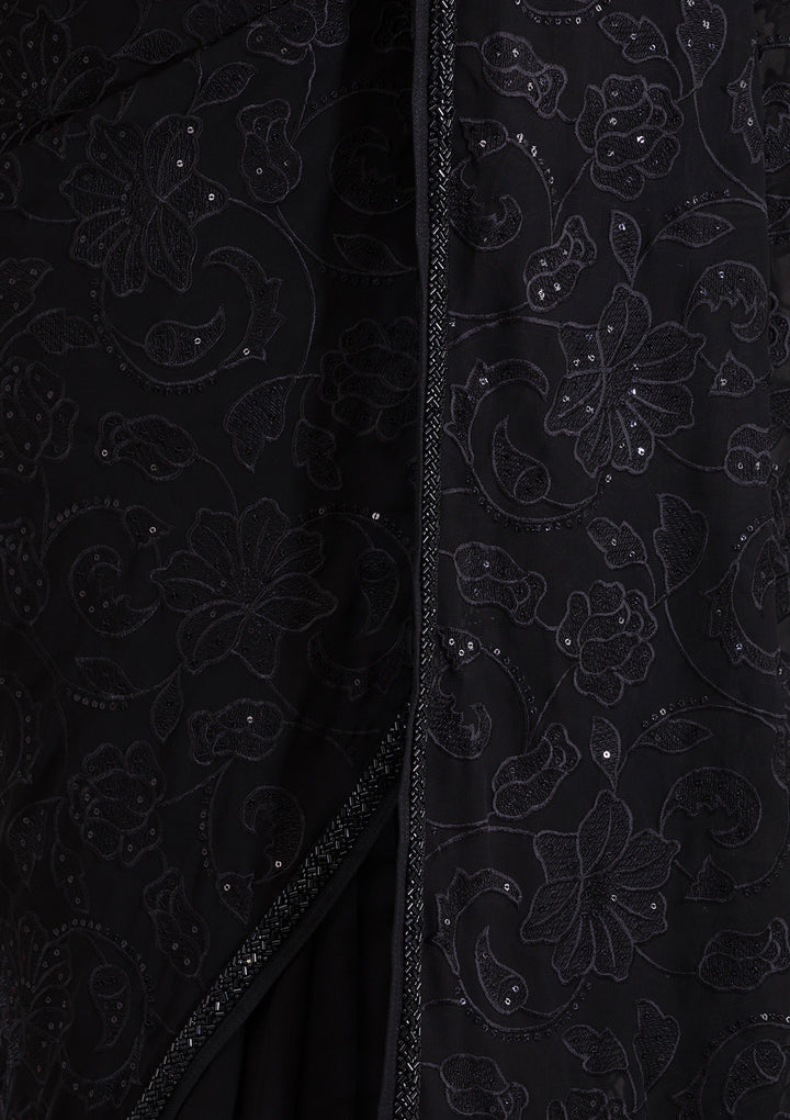 Black Cutdana Tissue Saree