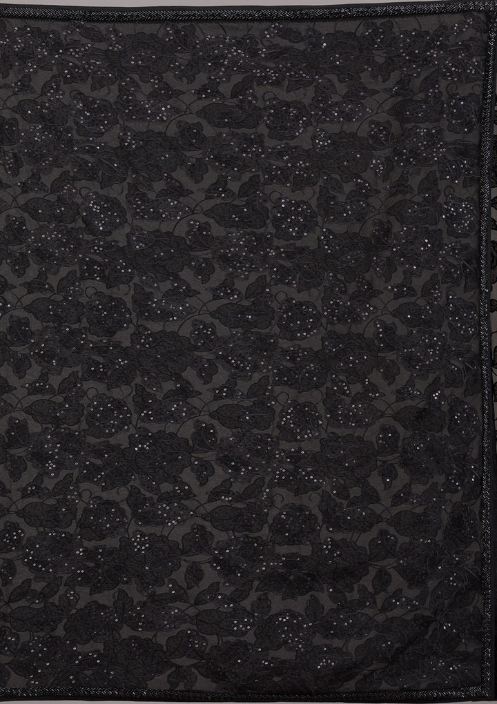 Black Cutdana Tissue Saree