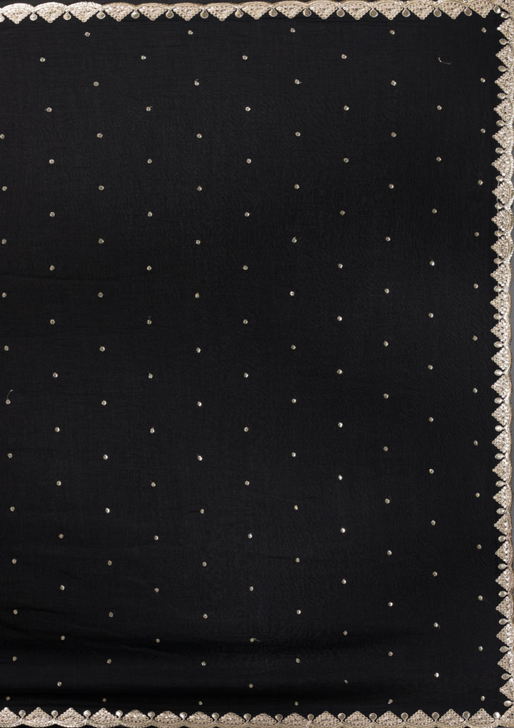 Black Gotapatti Raw Silk Saree