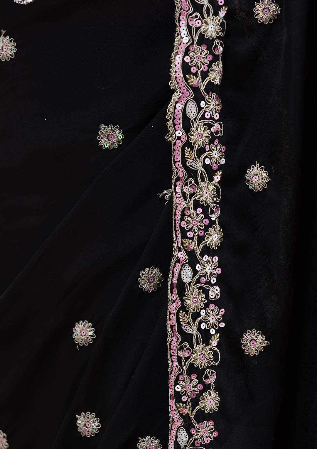Black Gotapatti Satin Saree