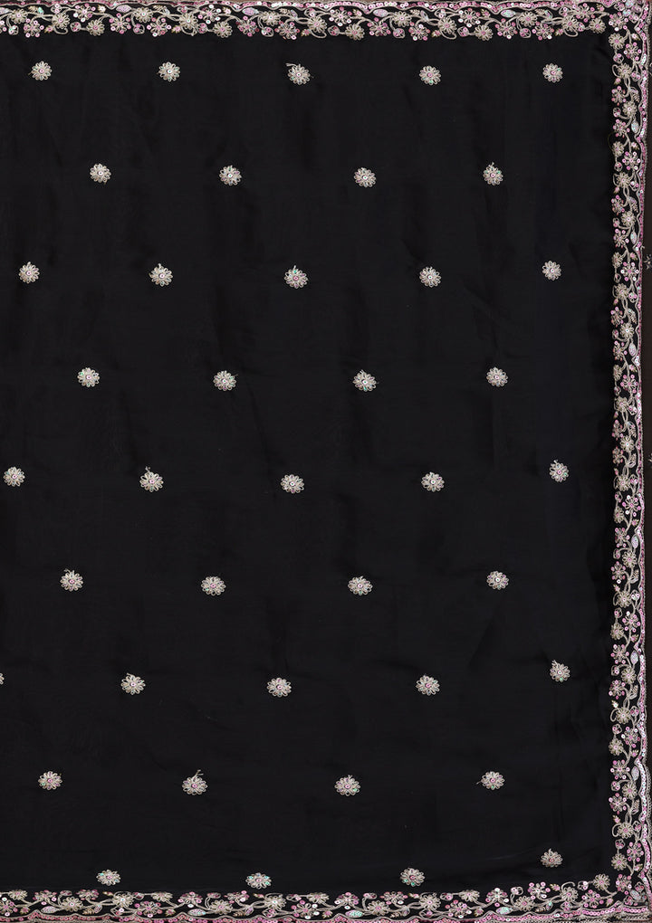 Black Gotapatti Satin Saree