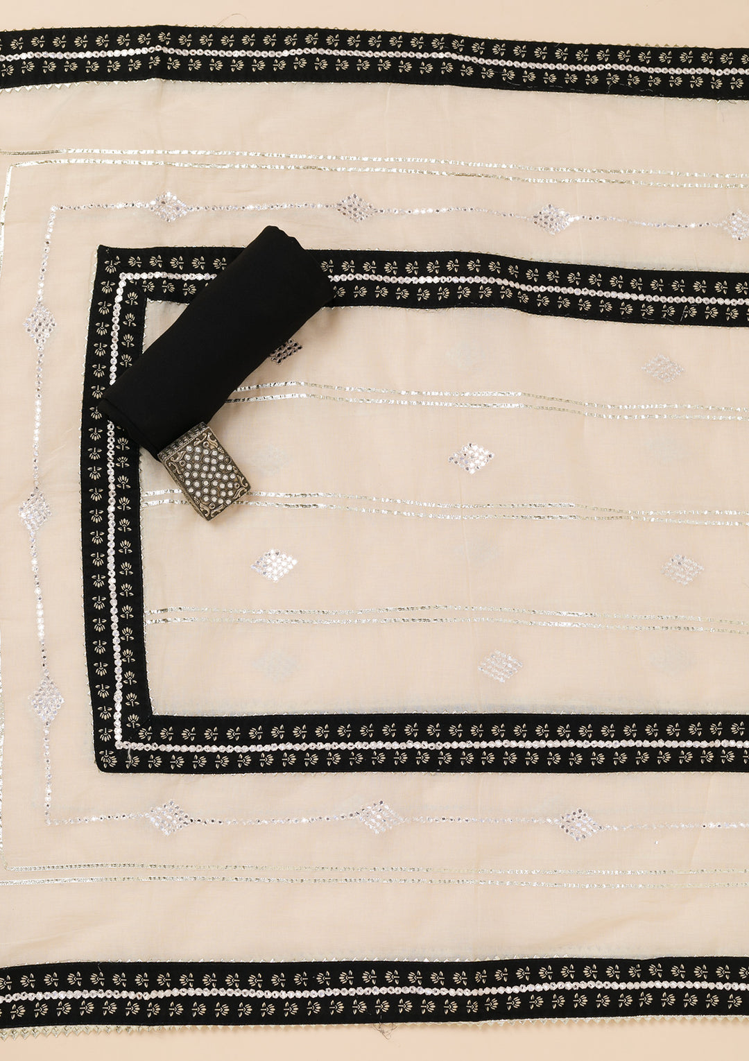 Black Printed Cotton Unstitched Salwar Suit