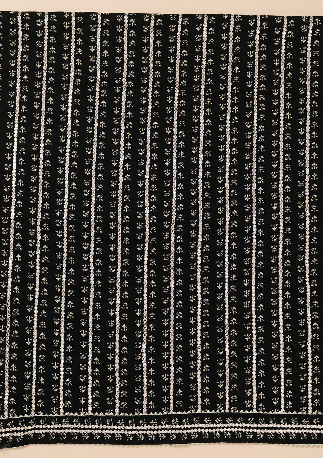 Black Printed Cotton Unstitched Salwar Suit
