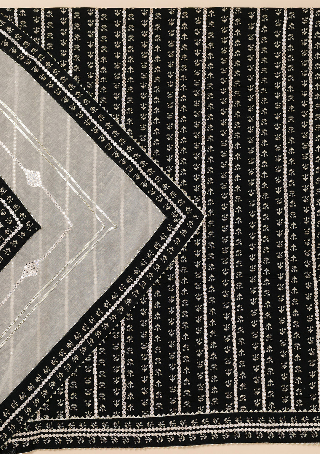 Black Printed Cotton Unstitched Salwar Suit