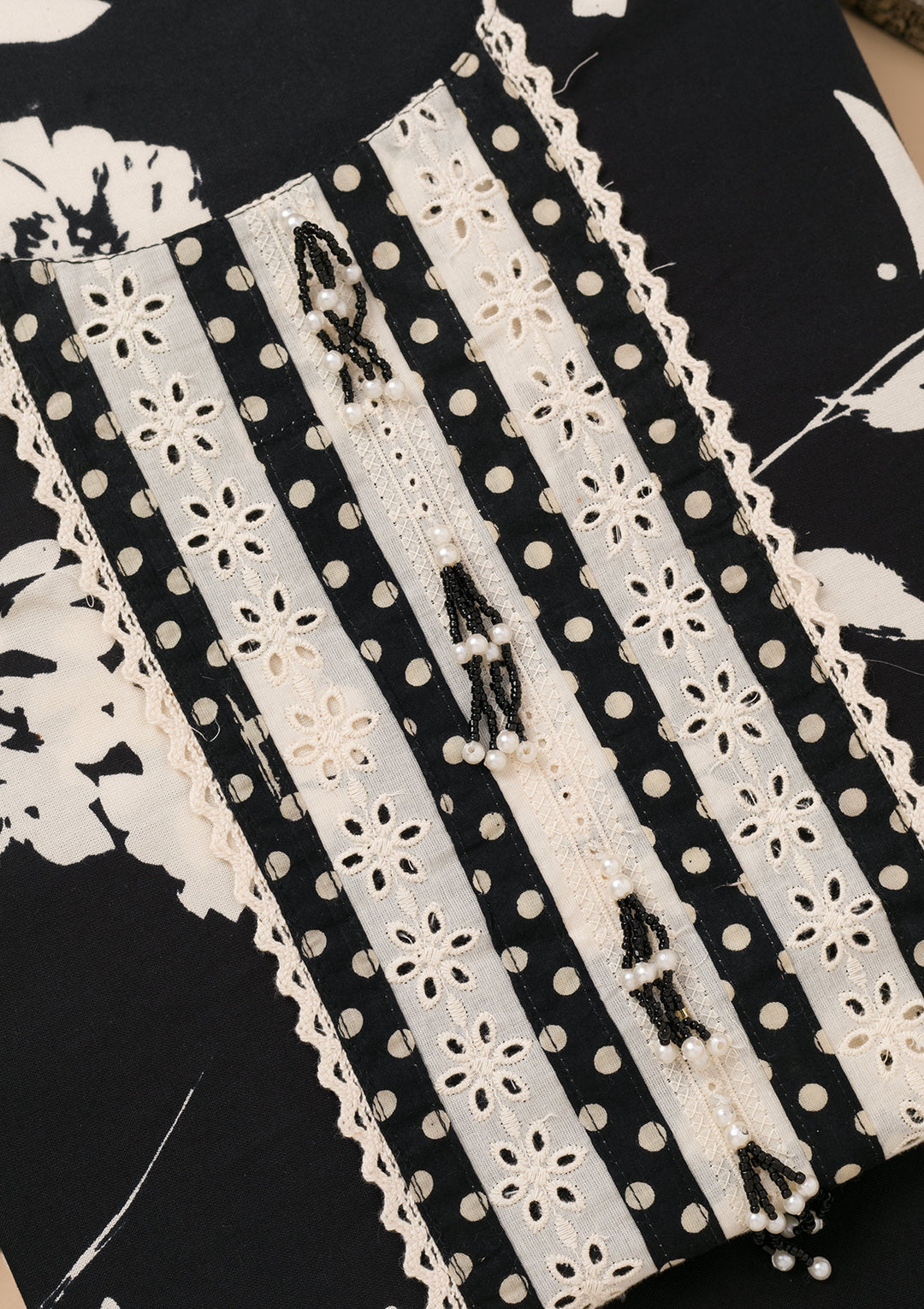 Black Printed Cotton Unstitched Salwar Suit