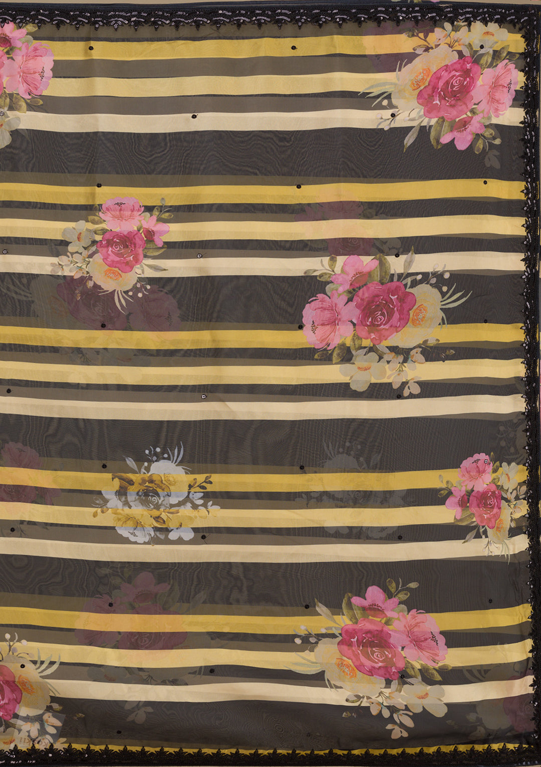 Black Printed Georgette Saree