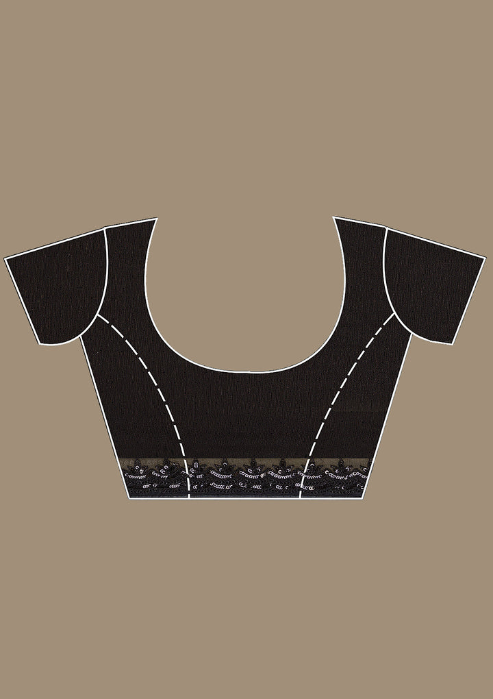 Black Printed Georgette Saree