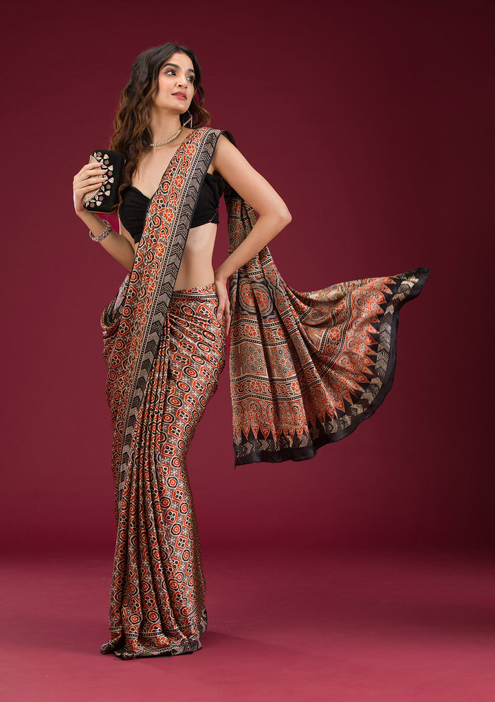 Black Printed Silk Saree