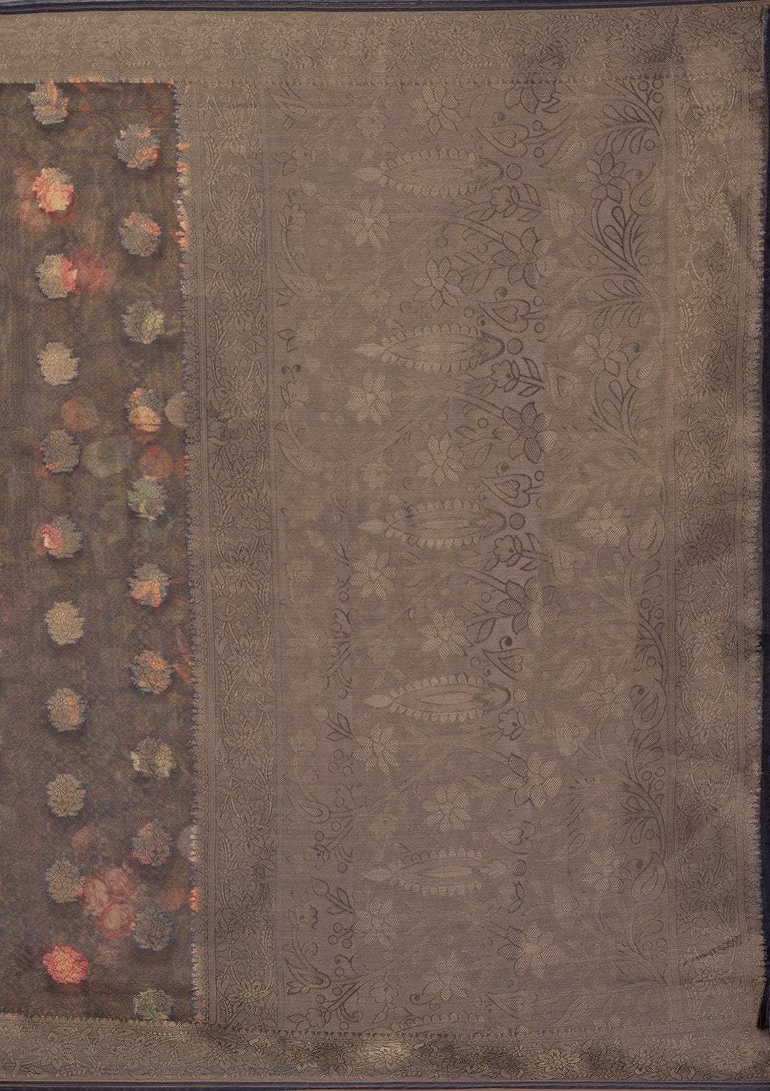 Black Printed Tissue Saree