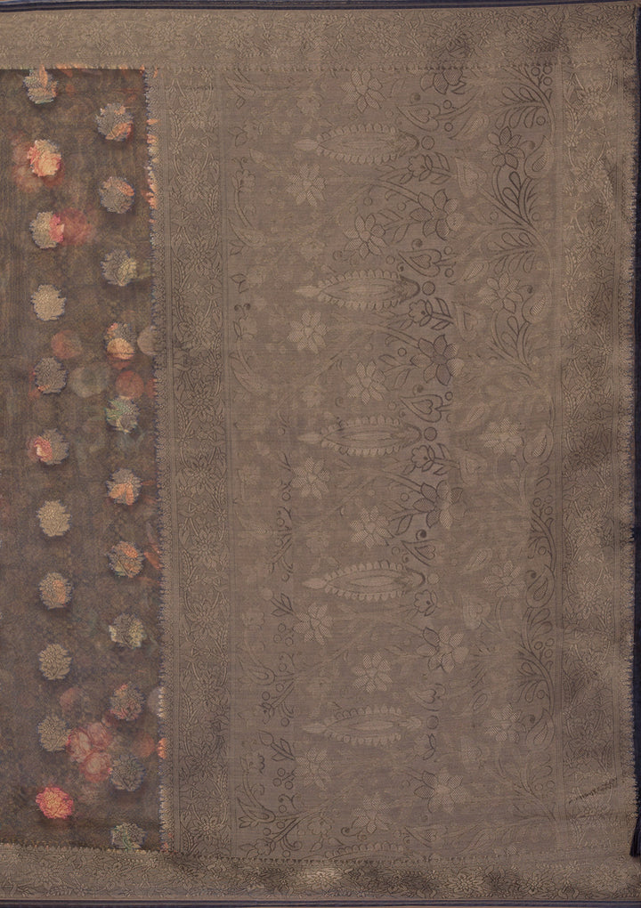 Black Printed Tissue Saree