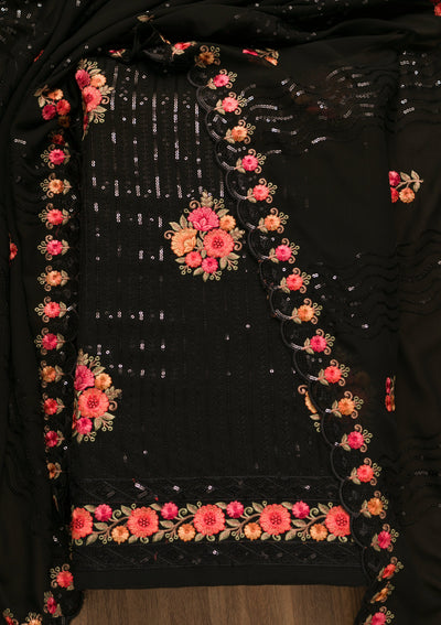 Black Sequins Georgette Unstitched Salwar Suit