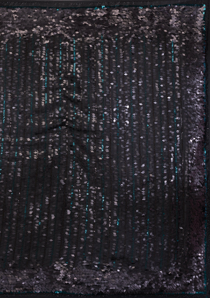 Black Sequins Georgette Saree