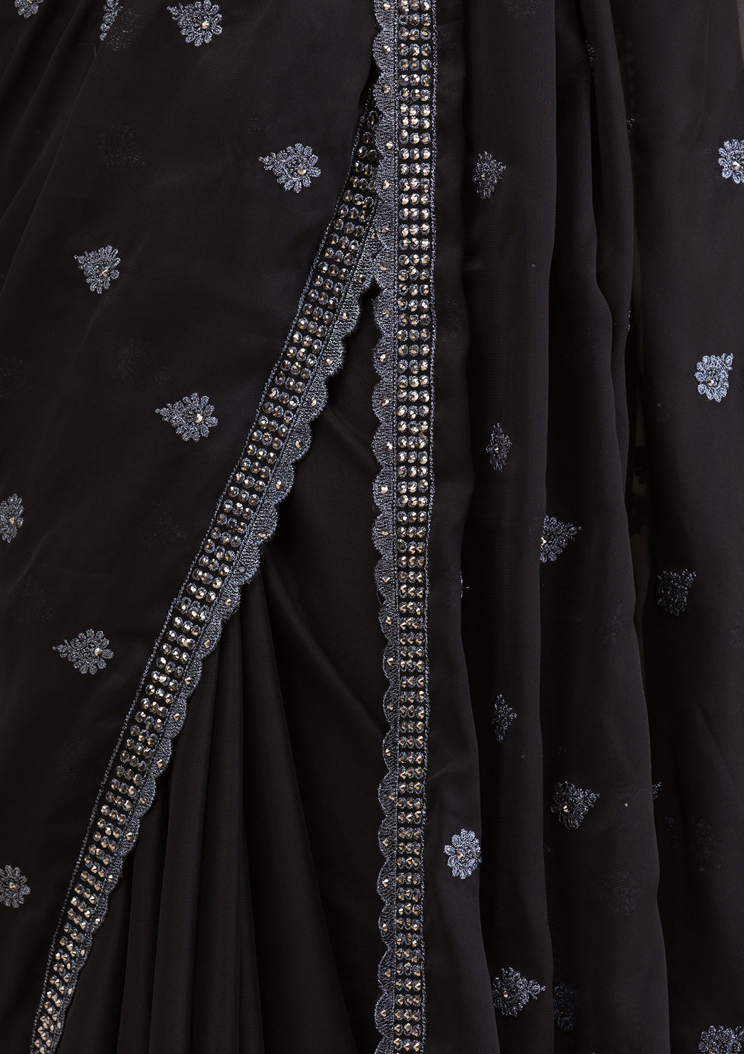 Black Stonework Georgette Saree