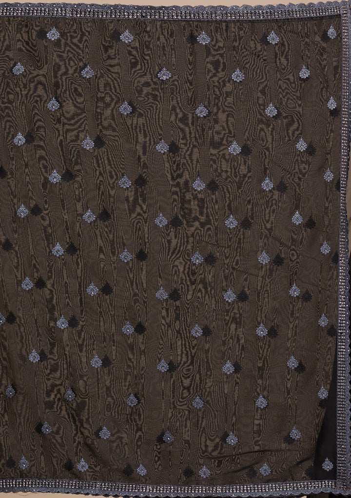 Black Stonework Georgette Saree