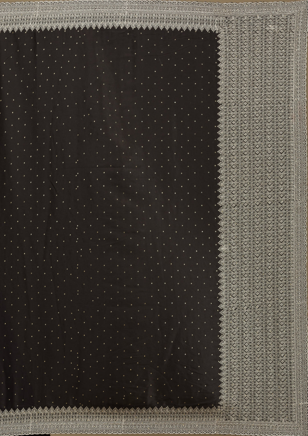 Black Stonework Satin Saree