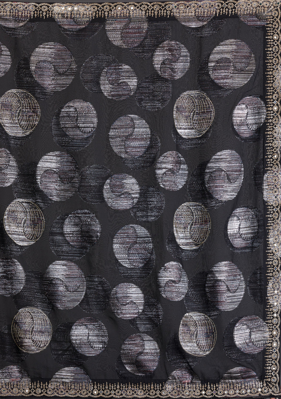 Black Stonework Shimmer Saree