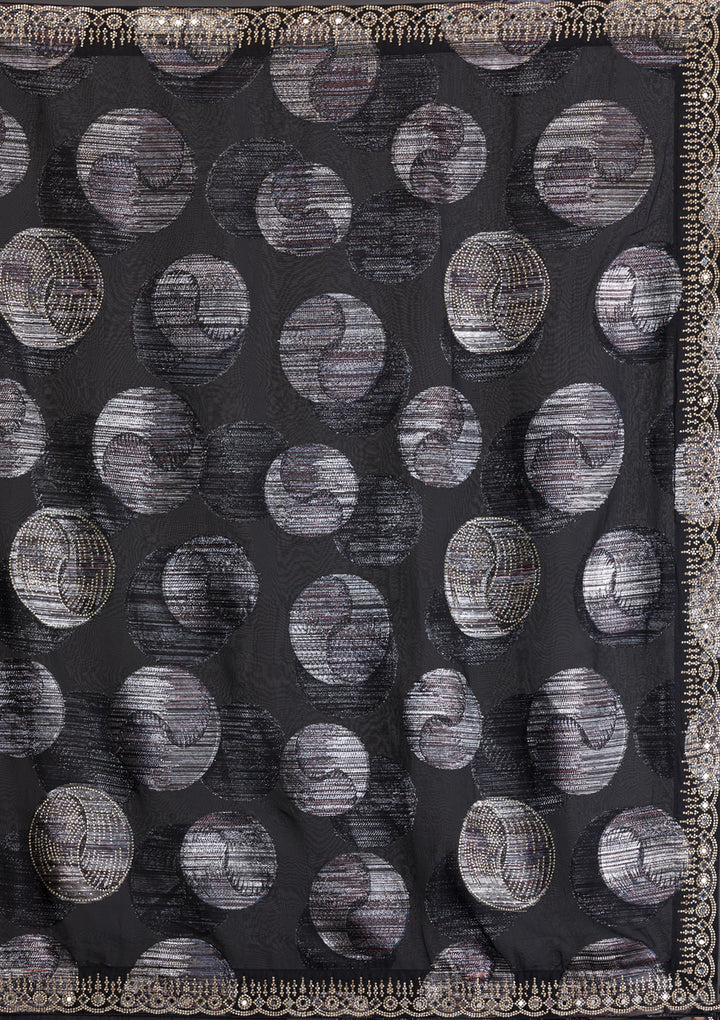 Black Stonework Shimmer Saree