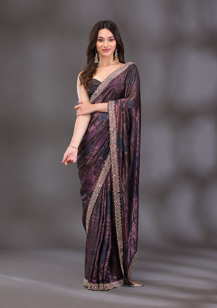 Black Stonework Shimmer Saree