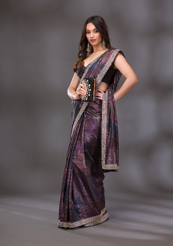 Black Stonework Shimmer Saree