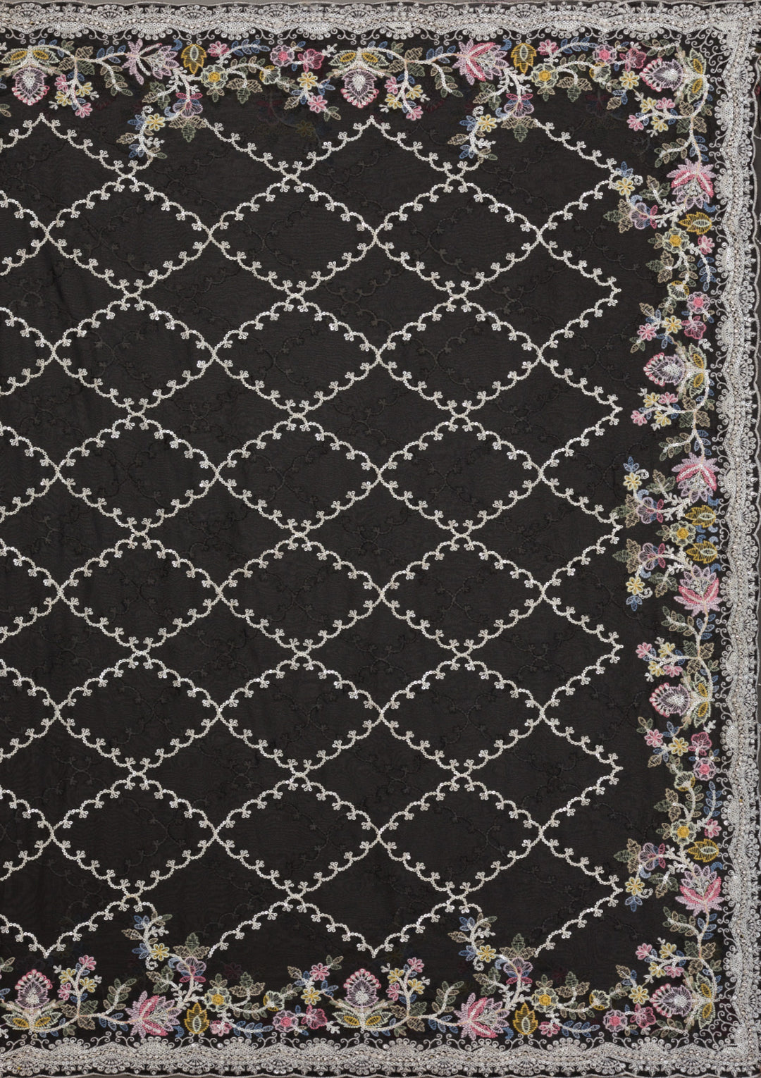 Black Stonework Tissue Saree