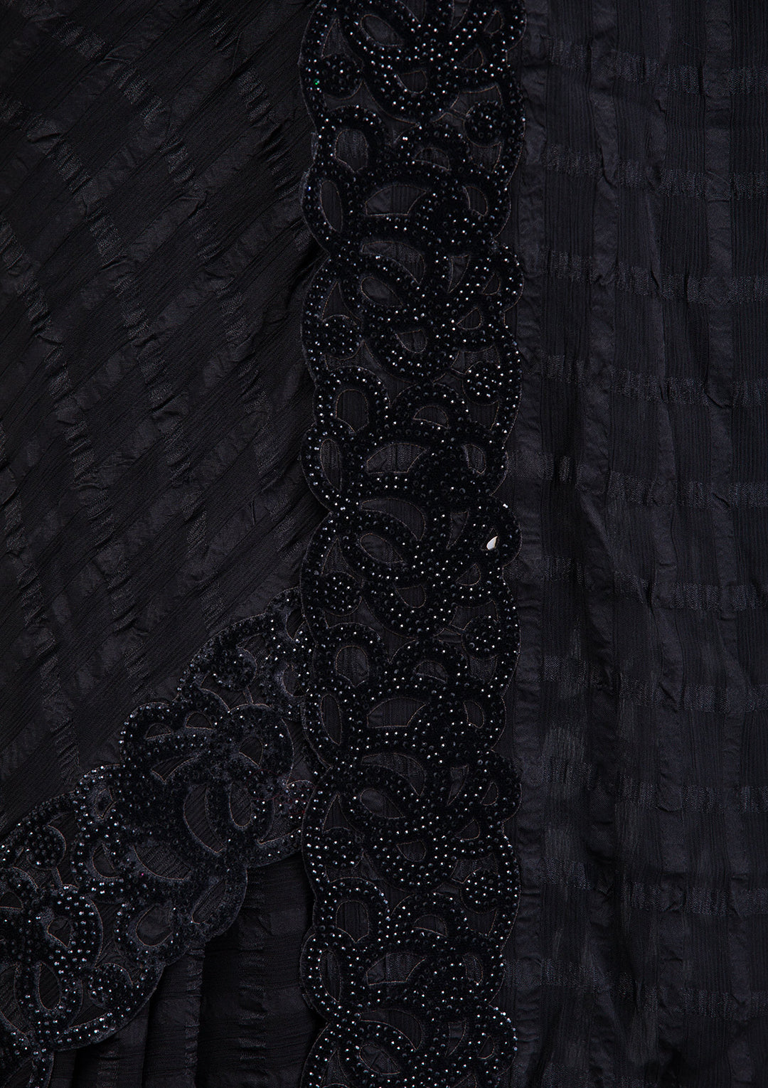 Black Swarovski Satin Saree