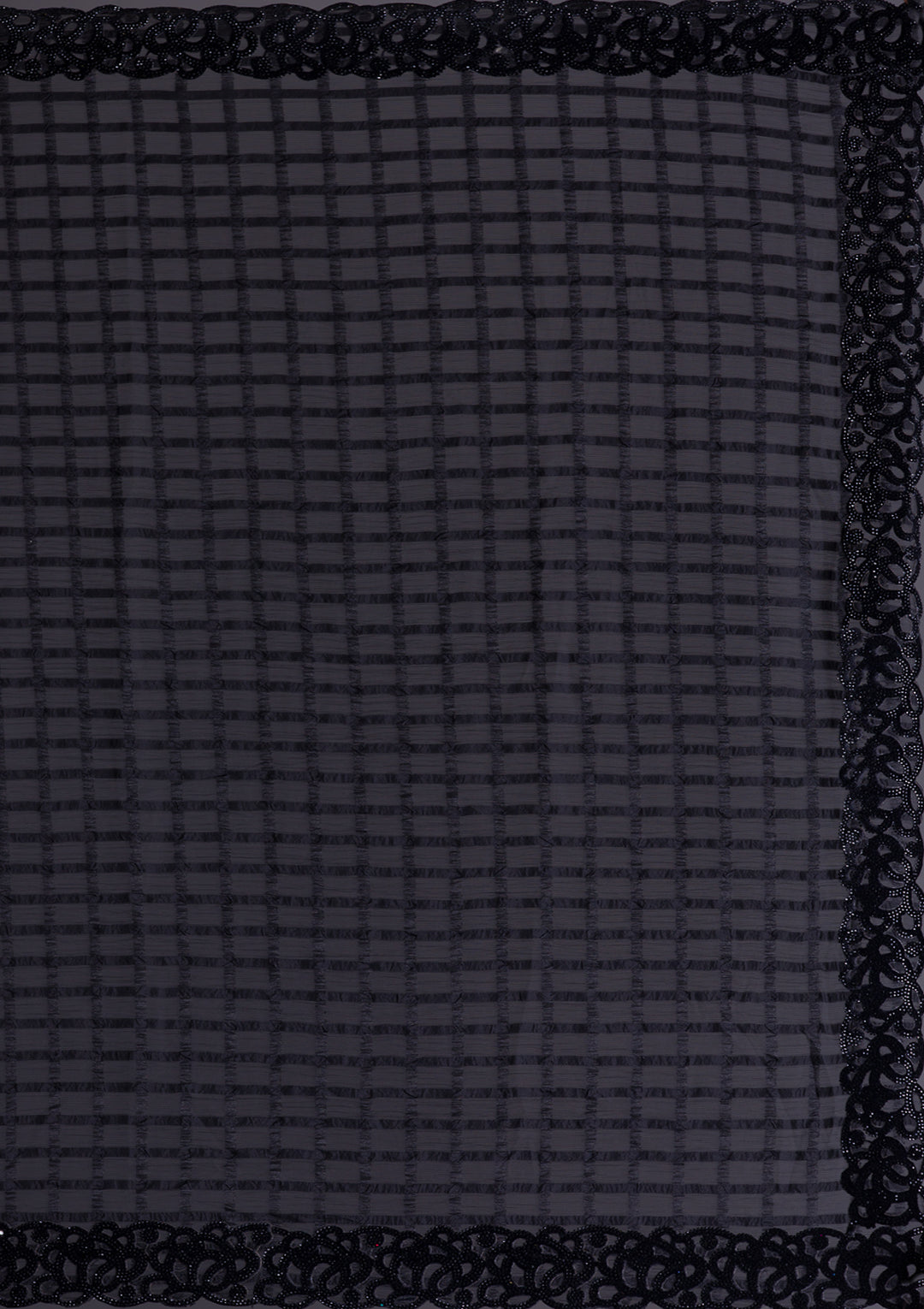 Black Swarovski Satin Saree