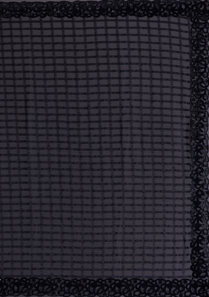Black Swarovski Satin Saree