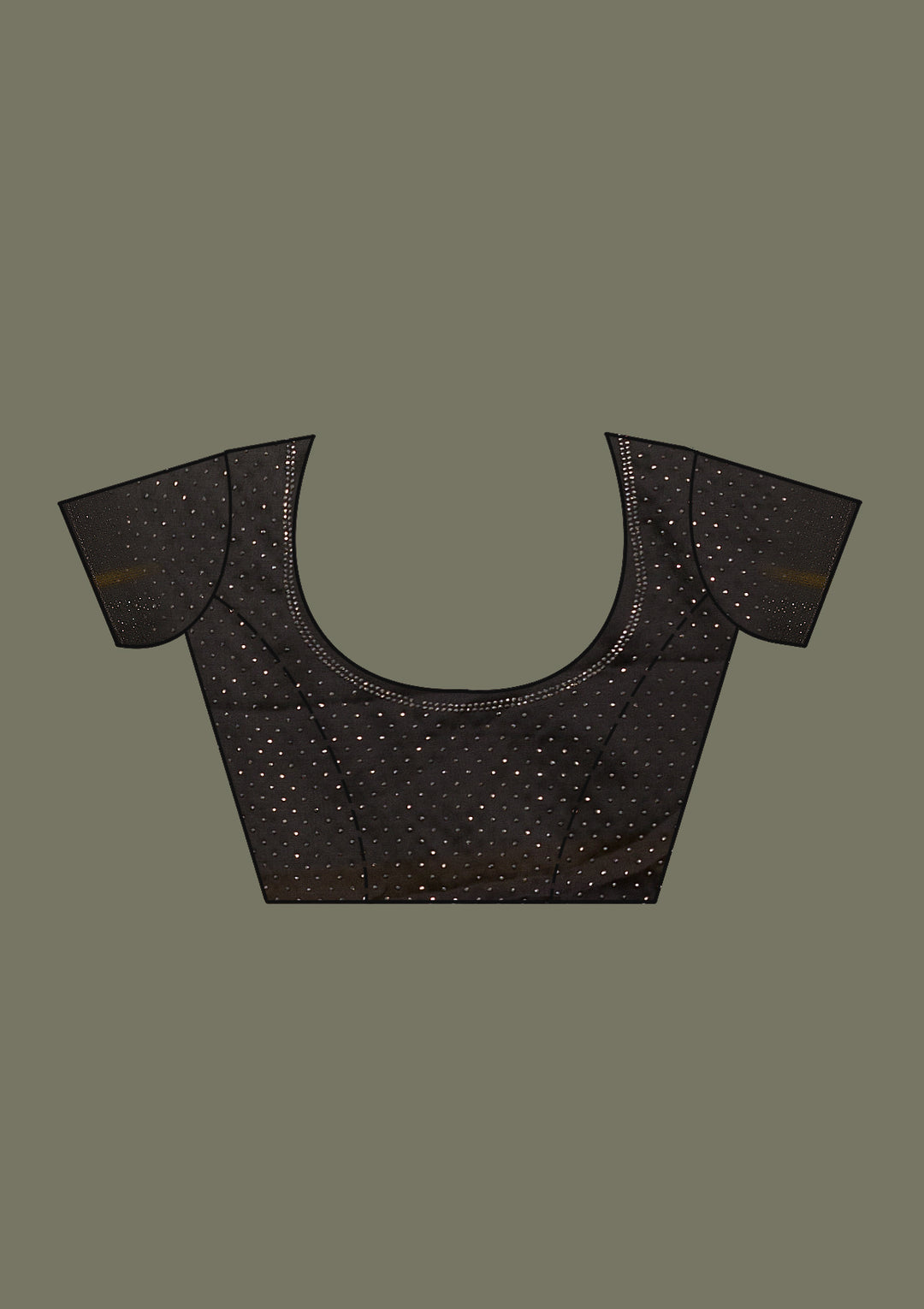 Black Swarovski Semi Crepe Saree-Koskii