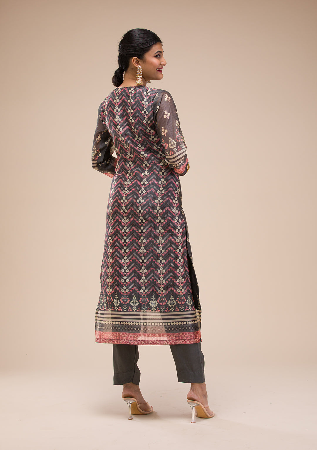 Black Threadwork Chanderi Readymade Salwar Suit