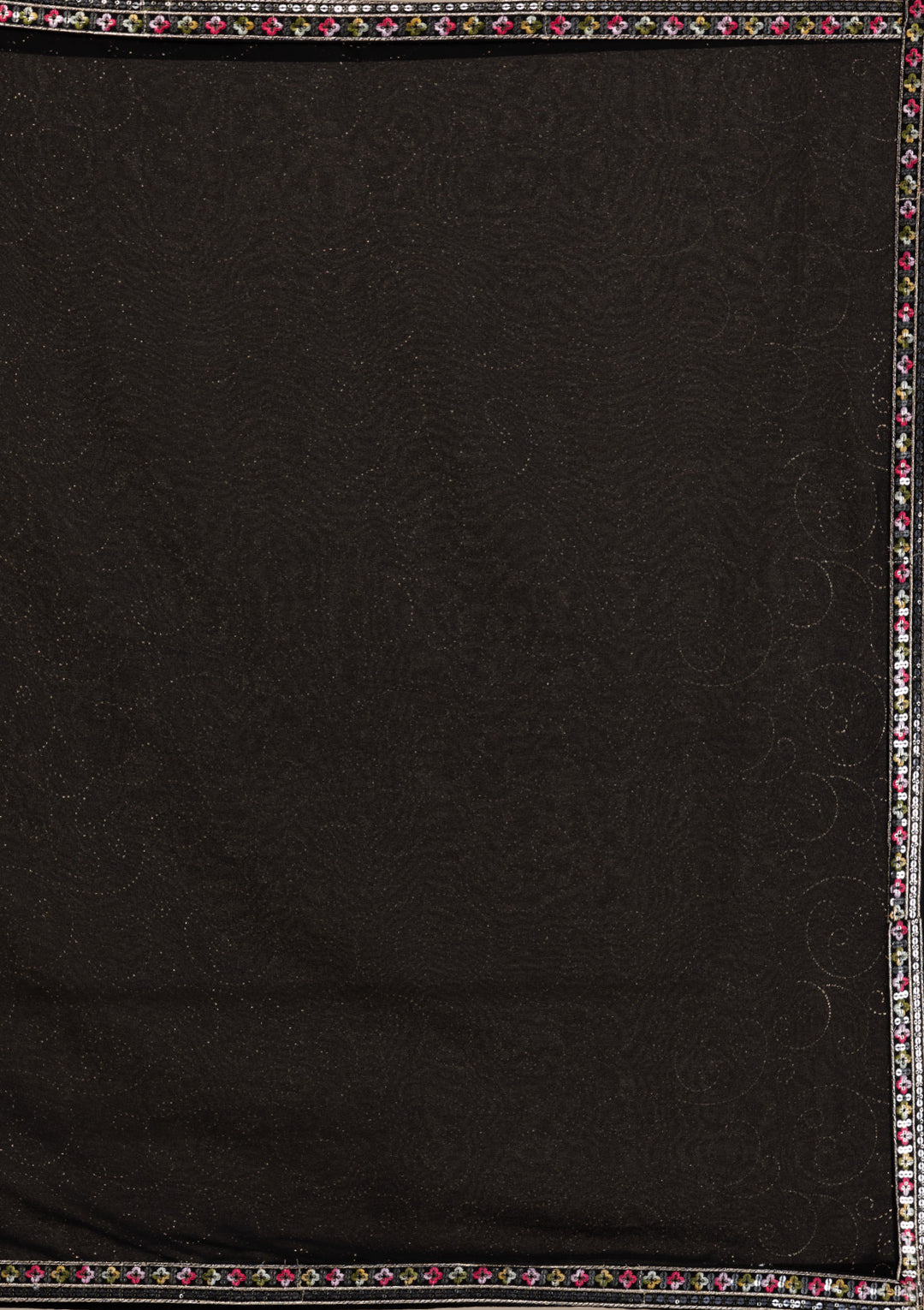 Black Threadwork Georgette Gown