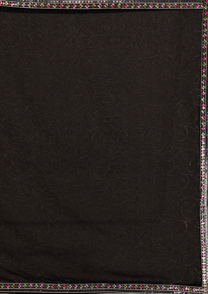 Black Threadwork Georgette Gown