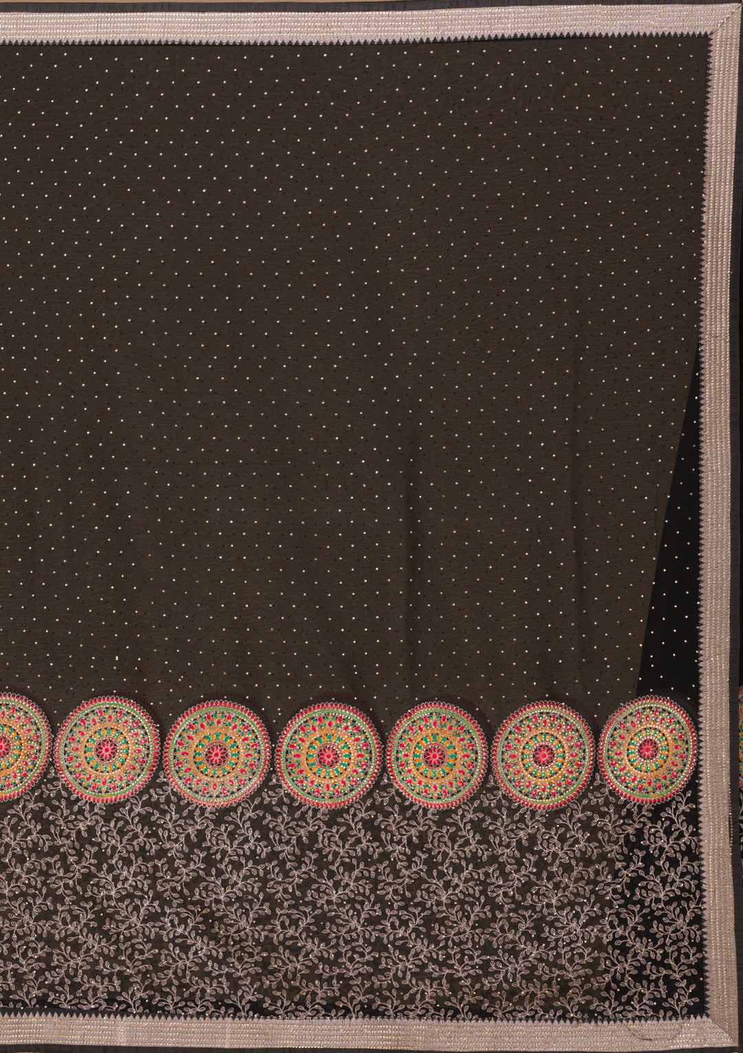 Black Threadwork Georgette Saree-Koskii